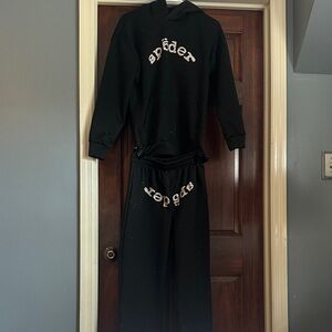 Famous Maker Reproduction Black Glitter Hoodie and Sweatpant Set size M.